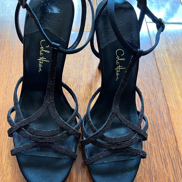 New! Size 8 Cole Haan 3” Heeled Black Crystal Sandals with Nike Air Technology - Picture 2 of 6